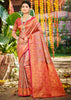 Peach Pink Dual Tone Woven Banarasi Silk Saree