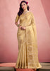 Cream Beige Woven Tissue Silk Saree