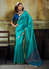 Teal Blue Banarasi Tusser Silk Saree