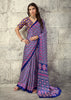 Crystal Blue Printed Satin Silk Saree
