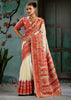 Creamy White Woven Cotton Kashmiri Jamewar Saree