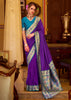 Ultra Purple Woven Banarasi Soft Silk Saree