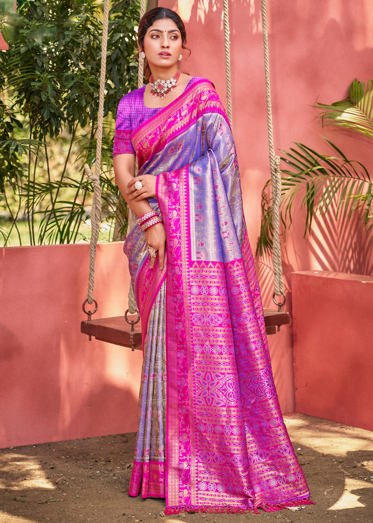 Paisley Purple Woven Kanjivaram Silk Saree