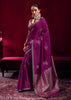 Phlox Purple Woven Banarasi Satin Linen Silk Saree