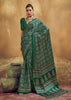 Bottle Green Printed Satin Silk Saree
