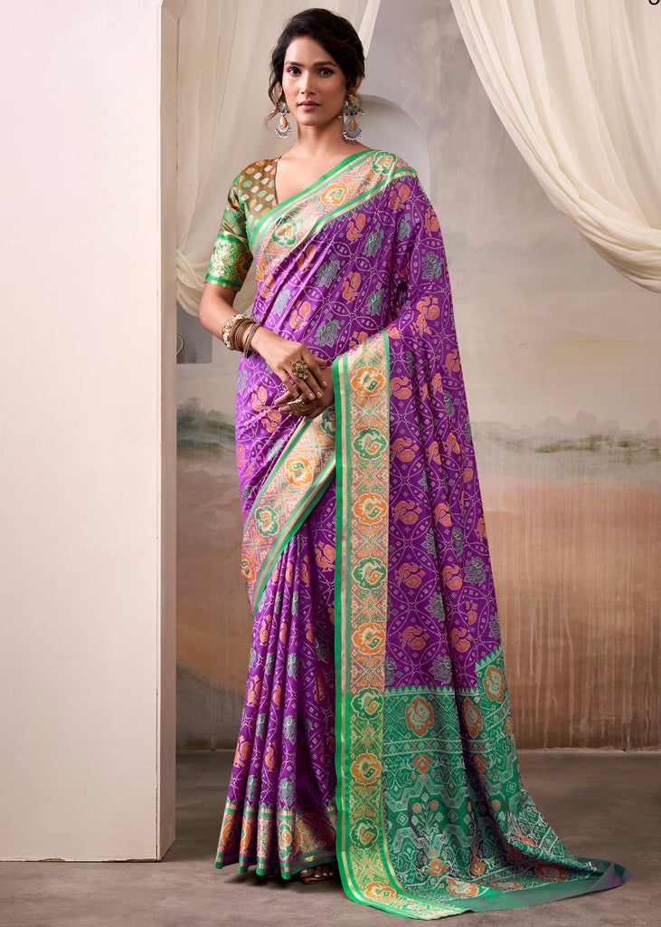 Royal Purple Woven Patola Silk Saree