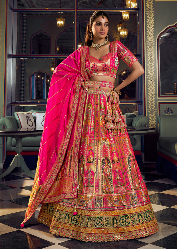 Fuchsia Pink Heavy Banarasi Designer Lehenga