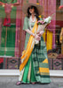 Green And Yellow Digital Printed Soft Silk Saree