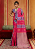 Pink Blue Woven Banarasi Silk Saree