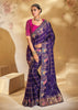 Traditional Purple Designer Embroidered Silk Saree