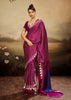 Dahlia Purple Printed Satin Silk Saree