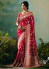 Crimson Red Woven Embroidered Banarasi Silk Saree