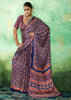 Blue Printed Satin Silk Saree