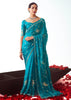 Horizon Blue Embroidered Designer Tissue Saree