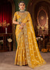Golden Yellow Embroidered Tissue Designer Saree