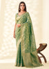 Basil Green Woven Linen Tissue Silk Saree