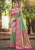 Golden Green Woven Kanjivaram Silk Saree