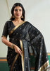 Phantom Black Woven Tussar Silk Saree