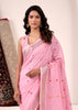 Lilac Pink Woven Linen Silk Saree