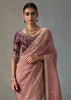 Mauve Embroidered Silk Saree With Heavy Blouse