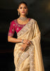Cream Embroidered Kanjivaram Silk saree
