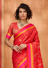 Cherry Red Woven Banarasi Silk Saree