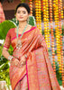 Peach Pink Dual Tone Woven Banarasi Silk Saree