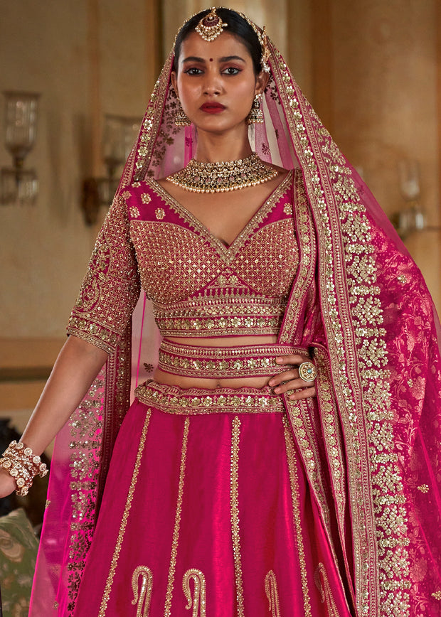 Pink Heavy Embroidered Designer Lehenga