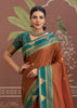 Rust Brown Woven Tussar Silk Saree