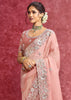 Peach Embroidered Designer Silk Saree