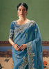 Storm Blue Embroidered Designer Saree