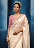 Snow White Embroidered Designer Tissue Saree