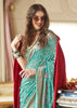 Ceramic Blue Printed Georgette Silk Saree
