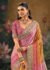 Pink Yellow Ombre Embroidered Designer Saree