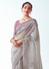 Lavender Purple Embroidered Designer Tissue Saree
