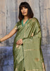 Kiwi Green Woven Banarasi Satin Silk Saree