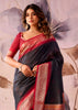 Red And Black Woven Tissue Silk Saree