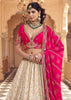 White And Pink Embroidered Designer Lehenga Set