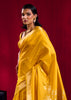 Daffodil Yellow Banarasi Satin Linen Silk Saree