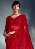 Poppy Red Designer Silk Saree