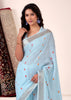 Sky Blue Woven Linen Silk Saree