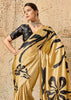Classic Cream Printed Satin Silk Saree