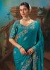 Peacock Blue Embroidered Designer Saree