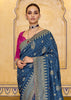 Princess Blue Woven Banarasi Silk Saree