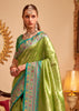 Lime Green Woven Banarasi Tissue Silk Saree