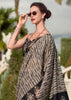Beige And Black Printed Cotton Silk Saree