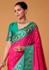 Raspberry Pink Woven Banarasi Silk Saree