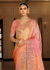 Peach & Pink Designer Embroidered Silk Saree
