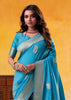 Sky Blue Woven Tusser Silk Saree