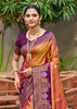 Orange And Purple Dual Tone Woven Banarasi Silk Saree